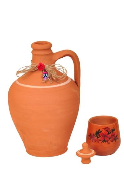 SAMESA HEDİYELİK Toprak Testi 3,5 Litre (1 Adet Testi Kapagı 1 Adet Desenli B...