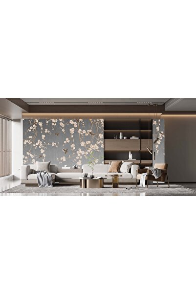 Dekoros Tek Parça Çiçekli Ağaç Poster Duvar Kağıdı