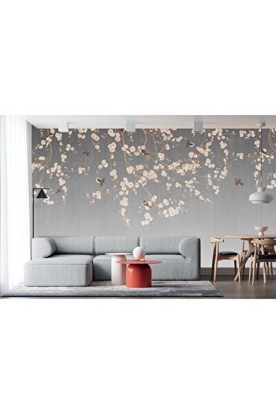 Dekoros Tek Parça Çiçekli Ağaç Poster Duvar Kağıdı