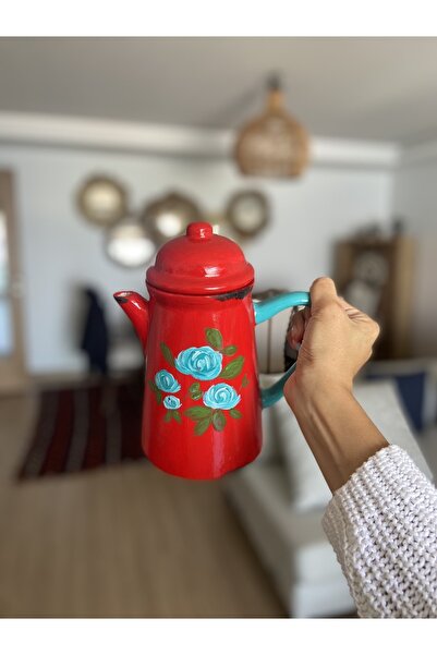 Handmadesign Kopya - Kapaklı El Yapımı Seramik Sürahi - El Boyaması Çiçekli K...