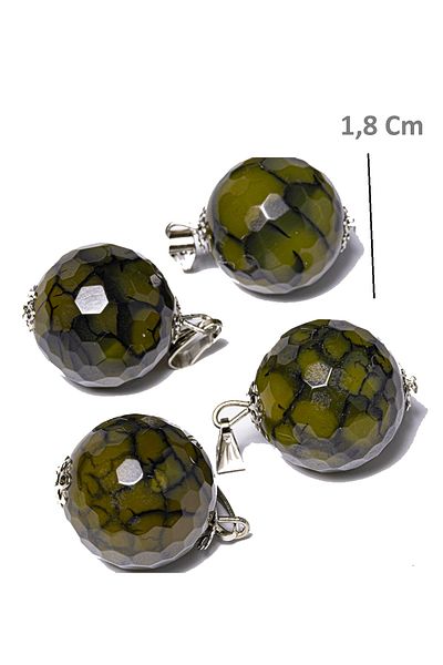 Tesbih Atölyesi Certified Faceted Veined Green Agate Stone Natural Stone Necklace