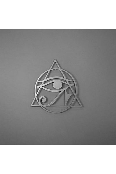 Colorfull Worlds Decor de perete din metal cu geometrie sacră egipteană Ochiul lui Horus - Decor de perete cadou pentru birou acasă