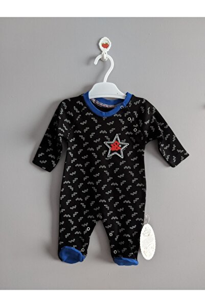 cascade baby&kids Erkek Bebek Siyah Nakışlı & Çıtçıtlı Tulum