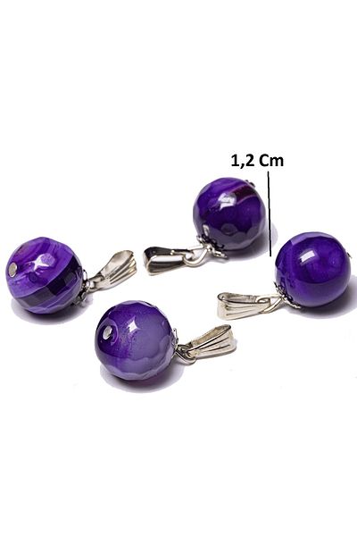 Tesbih Atölyesi Certified Veined Purple Agate Stone Natural Stone Necklace