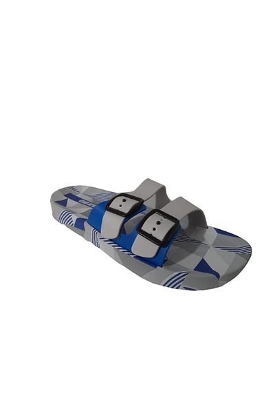 GEZER Unisex Μπλε-γκρι διπλή πόρπη αντιολισθητική σόλα καθημερινή πισίνα - θάλασσα - παραλία - παντόφλες περπατήματος στη θάλασσα