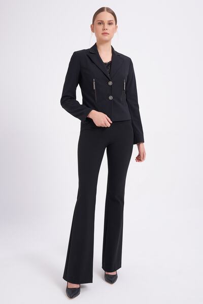 Balizza Blz-iki Düğmeli Fermuar Detaylı Kısa Ceket