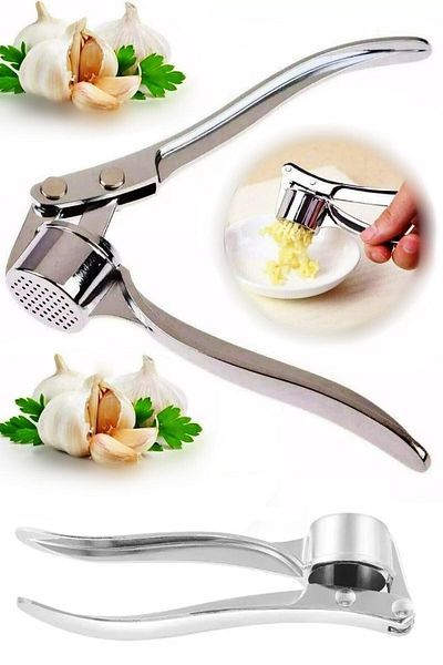 Tilbe Home Practical Garlic Masher Press - Stainless Steel, Spice Mashing Press