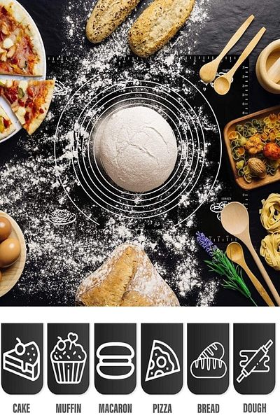 Tilbe Home Silicone Dough Rolling Mat Measured Heat Resistant Dough Kneading Mat Large Size Kitchen Pastry Oven Mat