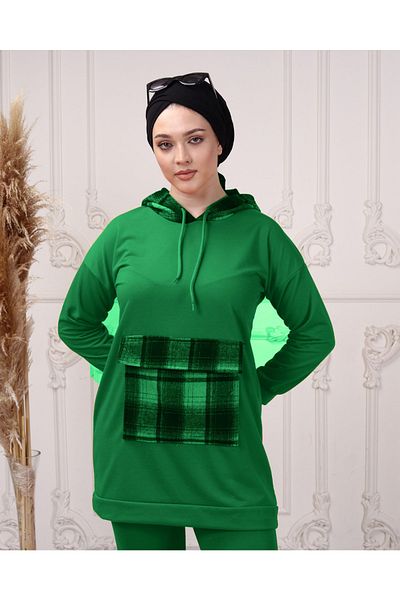 CNG MODA Women's Plaid Hooded Tracksuit Set