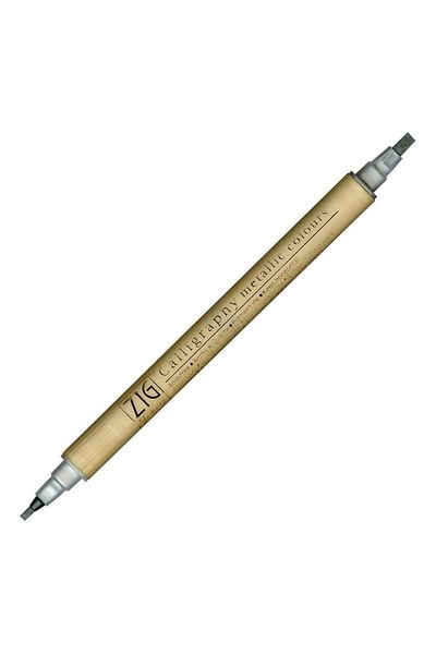 Zig Double Ended Gilded Calligraphy Pen 2 Mm 3.5 Mm 102 Metallic Silver