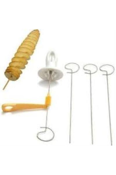 çu çokuygunuz Metal Çubuklu Cips Yapma Makinası Patates Dilimleme Seti 4 Şiş