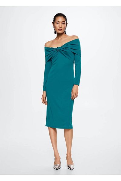 MANGO Woman Turquoise Dress
