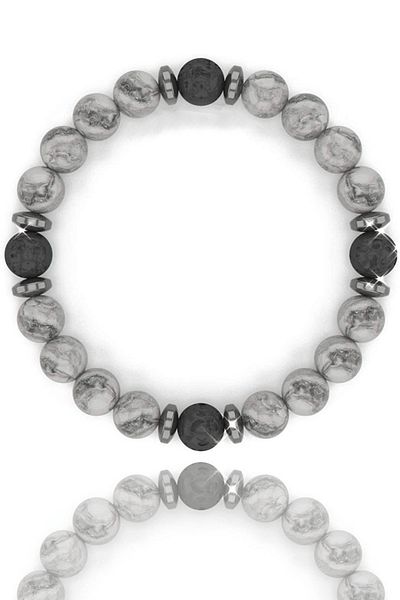 Tesbih Atölyesi Love Evil Eye Peace Natural Stone Bracelet (zebra Jasper Lava Stone)