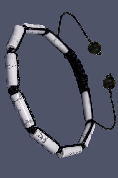 Tesbih Atölyesi Certified Cylinder Cut Howlite Stone Natural Stone Bracelet