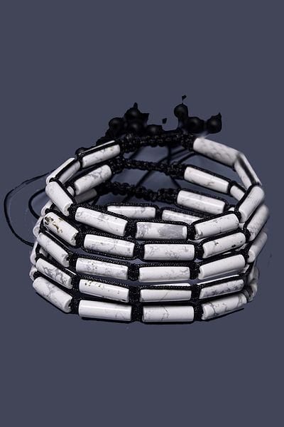 Tesbih Atölyesi Certified Cylinder Cut Howlite Stone Natural Stone Bracelet