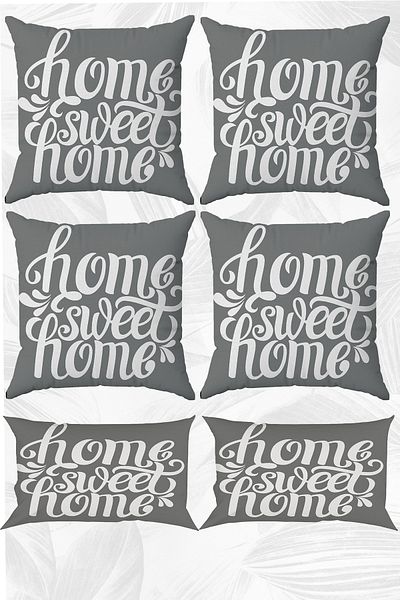 stellahomes Home Sweet Home Față de pernă imprimată pe două fețe 43x43 și 30x50 Set de 6