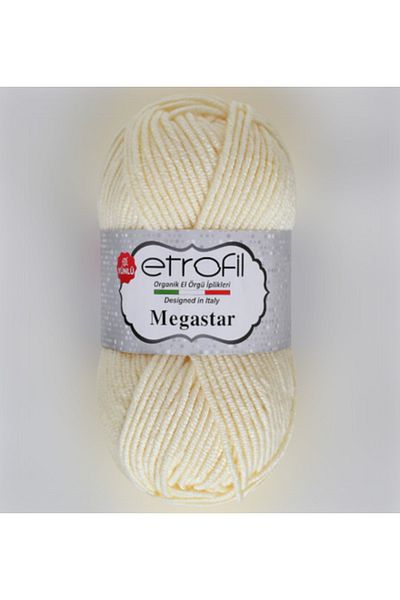Etrofil Megastar 70299 Cream 25% Wool Blended Thick Thread Cardigan Vest Scarf Beanie Thread