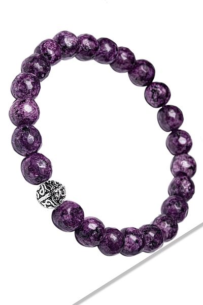 Tesbih Atölyesi Certified Faceted Charoite Natural Stone Bracelet (with silver hardware)