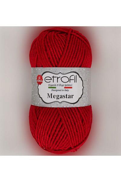 Etrofil Megastar 73121 Red 25% Wool Blended Thick Thread Cardigan Vest Scarf Beanie Thread