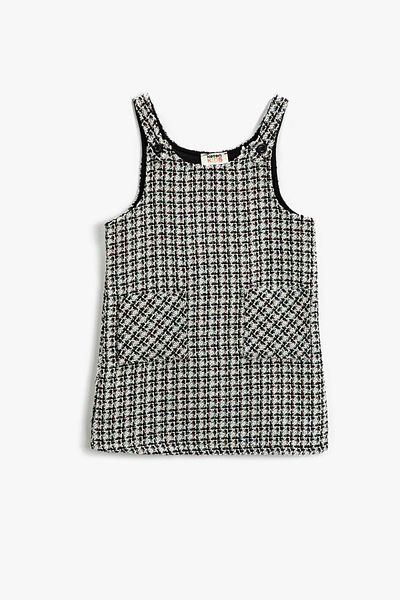 Koton Girl's Black Plaid Dress 3WKG80005AW