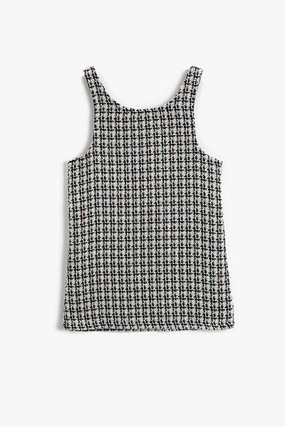 Koton Girl's Black Plaid Dress 3WKG80005AW