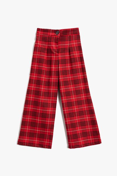 Koton Rote karierte Mädchenjeans 3WKG40015AW