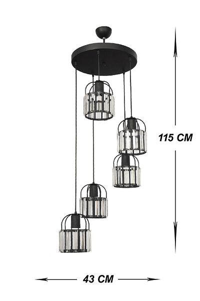 VENON Titania 5-Piece Black Pendant Lamp - Lighting Chandelier