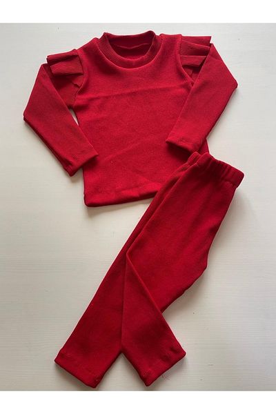 özge başaran Girl's Tights and Ruffled Shoulder Bodysuit