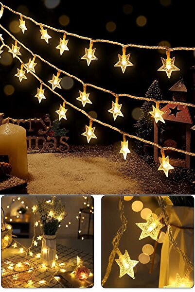 Technojet Dekoratif Yıldız Tasarımlı Şerit Led Yılbaşı Ağaç Süsleme (20'li)