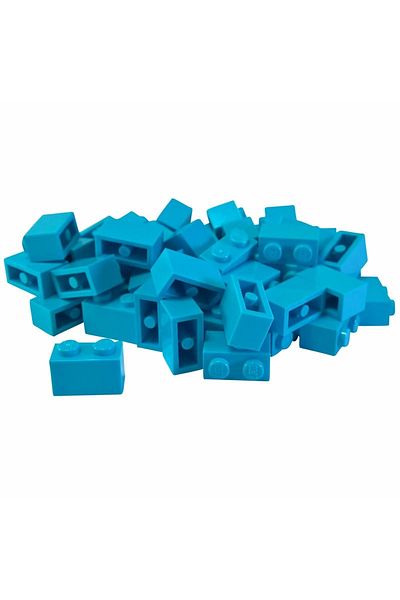 LEGO Accessory Custom Moc Creator Brick 1 X 2 Medium Azure Brick 4 Pieces Will Be Sent