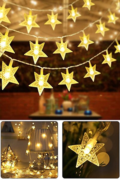 Technojet Dekoratif Yıldız Tasarımlı Şerit Led Yılbaşı Ağaç Süsleme (30'lu)