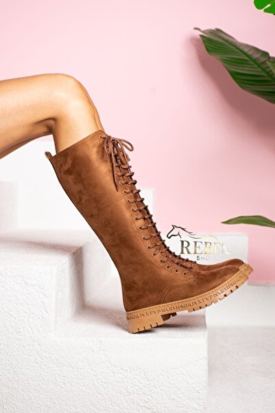 Rebel shoes حذاء نسائي من جلد الغزال البني - عالي الجودة ورائع