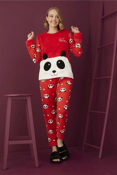 CALİA Women's Fleece Pajamas Set Winter Sleepwear Set