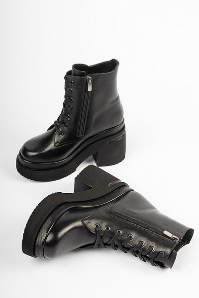 Deripabuc Genuine Leather Black Women's Leather Boots Trc-216510