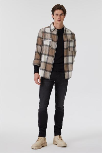 Lee Cooper Ανδρικό υφαντό μακρυμάνικο πουκάμισο Detra μπεζ