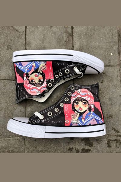 Köstebek Multi Color - Anime Lollipop Girl Long Canvas Shoes