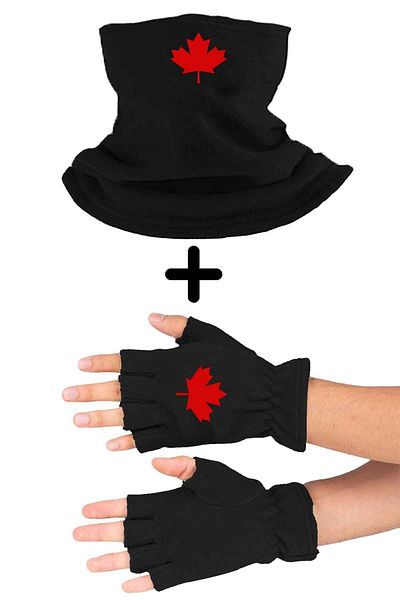 herotasarım Guler pentru gât cu mănuși negre - Set de 2 fleece Bll2165