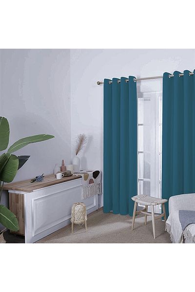 De'Vor Velvet Textured Background Curtain with Bird Eyes Suitable for Planting Rustic - Turquoise Background Curtain