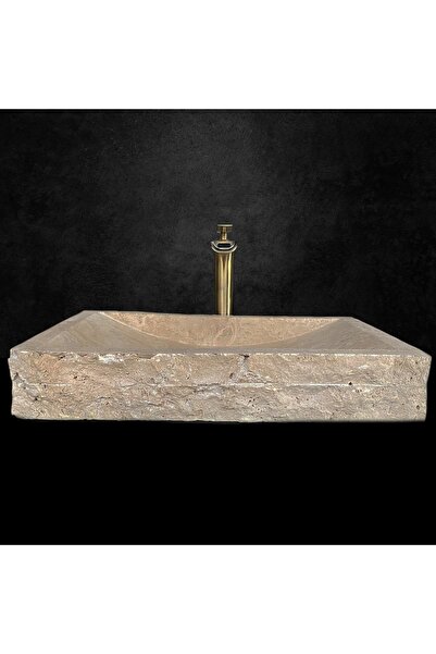 MYM Mermer Yapı Market Tasarım Traverten Yay Model Dışı Doğal Patlatma Lavabo