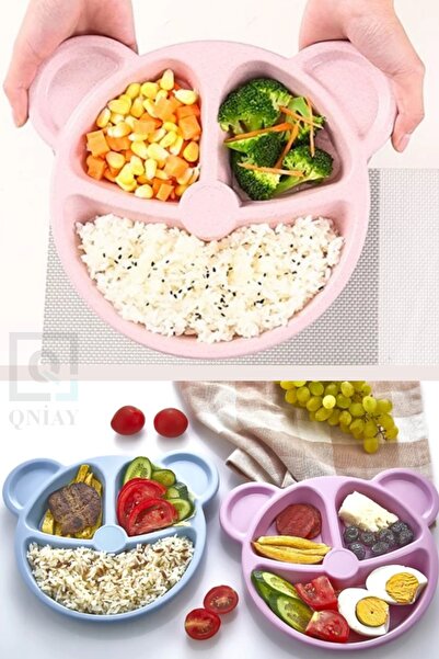 QNİAY Sevimli Ayıcık Şekilli Mama Ve Yemek Tabağı Çocuk Yemek Tabağı Figürlü ...