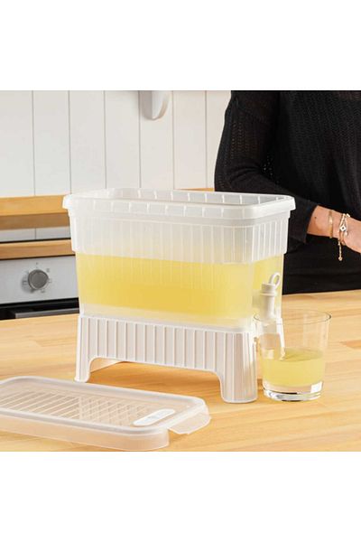 5DM White Refrigerator with Faucet and Stand Water - Lemonade Beverage Dispenser Picnic Can 4 lt