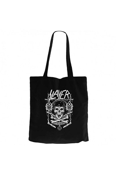 Z zepplin Slayer Gun And Chain Black Canvas Tote Bag