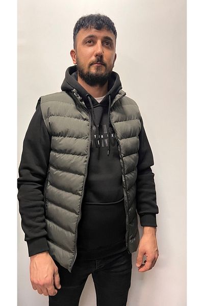 DYNAMO Men's Khaki Color Plain Stylish Puffer Vest 4001