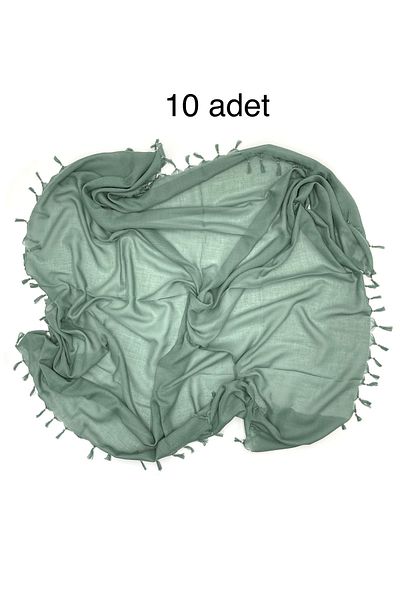 Naz Ipek Pachet de 10 bumbac de culoare uni cu margele verde muschi Distributie cadou 110x110cm