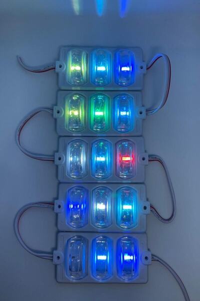 Hazar Led 12 Volt Dar Açılı 3'lü Modül Led Rgb (5 ADET)