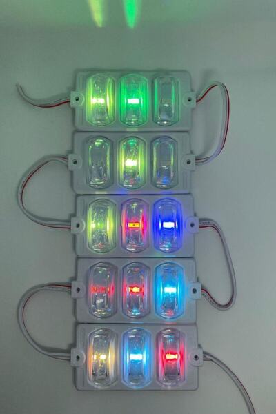 Hazar Led 12 Volt Dar Açılı 3'lü Modül Led Rgb (5 ADET)