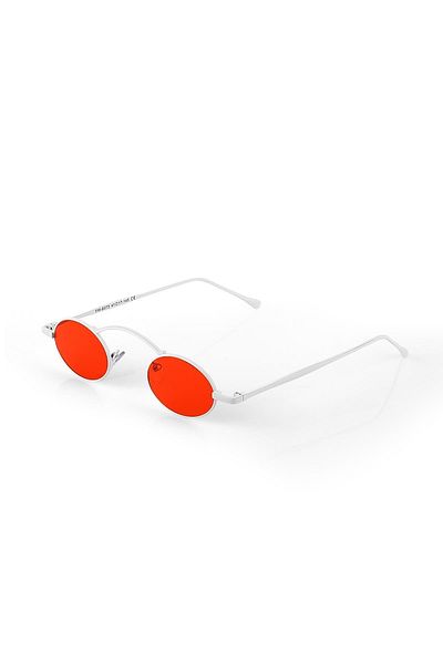 TomyHelf Minimalist Women's Sunglasses - White Frame, Red Glass