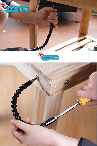 Depolife Tornavida Uç Seti Mıknatıslı Uzatma Köşe Kör Vidalama Esnek Hortum Altıgen Bits Körüklü Bükülebilir