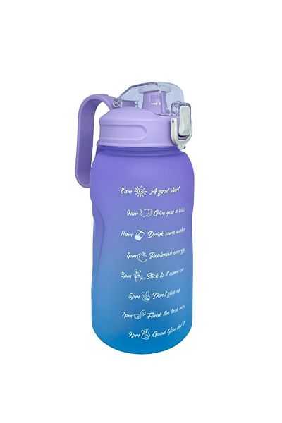 Vagonlife 2000ml Double Color Motivational Flask with Handle and Without Straw Sticker
