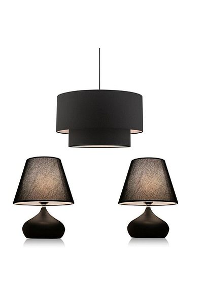EvLight Charm 3-Piece Luxury Chandelier and Lampshade Set Black